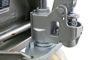 Galvanized Manual Pallet Truck pump close up