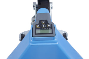 front view of the digital scale on a hand pallet jack - EOSlift