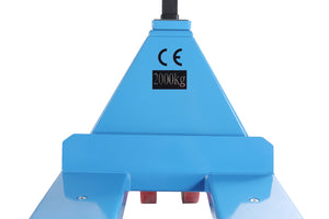 Front view of a manual hand pallet truck