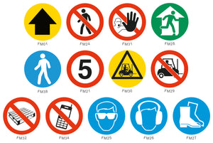 Floor Markers with Safety Graphics - 56 Styles