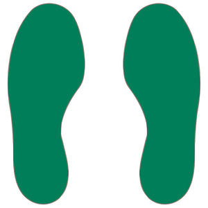 Green feet markers for warehouse floor