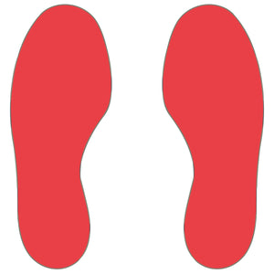 Red feet-shape marker for warehouse floor