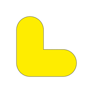 Yellow L-shape pallet marker for warehouse floor