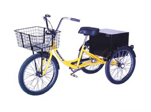 Husky T-124C industrial Tricycle with front basket and cabinet